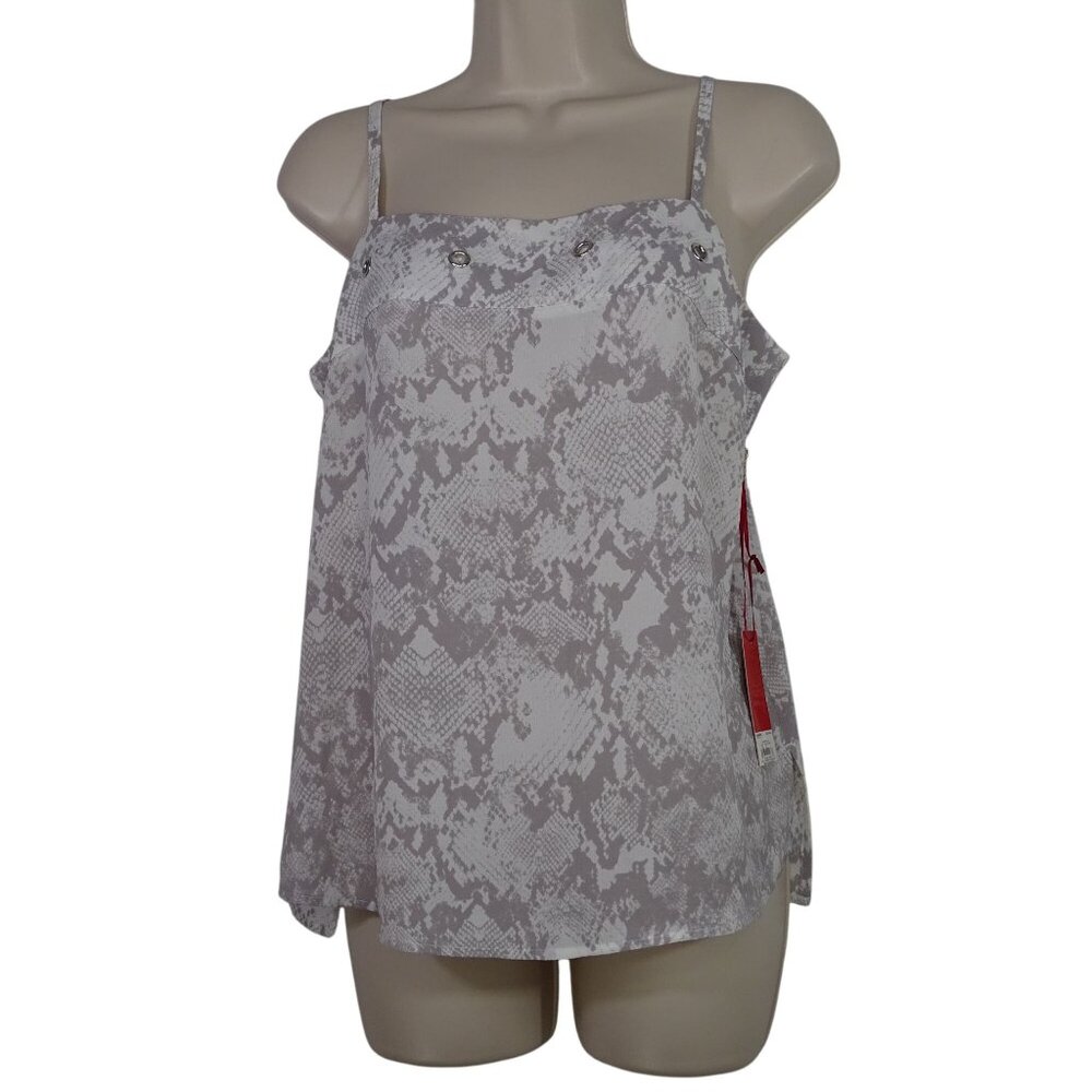 Jennifer Lopez Snakeskin Print Grommet Camisole Tank Top Women Size S Gray  NEW